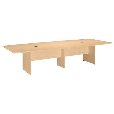 Bush Business Furniture 120W x 48D Boat Shaped Conference Table with Wood Base, Natural Maple (99TB12048ACK)