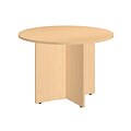 Bush Business Furniture 42W Round Conference Table with Wood Base, Natural Maple