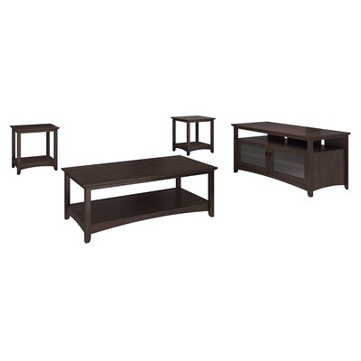 Bush Furniture Buena Vista TV Stand, Coffee Table and Set of 2 End Tables, Madison Cherry (BUV003MSC)