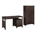 Bush Furniture Buena Vista Home Office Desk with Tall Storage Cabinet, Madison Cherry (BUV026MSC)