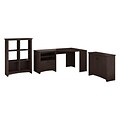 Bush Furniture Buena Vista Corner Desk with Low Storage Cabinet and 6 Cube Bookcase, Madison Cherry (BUV033MSC)
