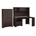 Bush Furniture Buena Vista Corner Desk with Hutch and Tall Storage Cabinet, Madison Cherry (BUV031MSC)