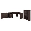 Bush Furniture Buena Vista L Shaped Desk with Lateral File Cabinet and 6 Cube Bookcase, Madison Cherry (BUV041MSC)