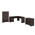 Bush Furniture Buena Vista L Shaped Desk with Lateral File Cabinet and Tall Storage, Madison Cherry (BUV043MSC)