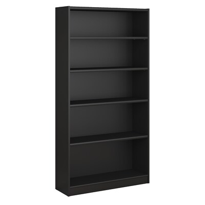 Bush Furniture Universal 72H 5-Shelf Bookcase with Adjustable Shelves, Black (WL12436)
