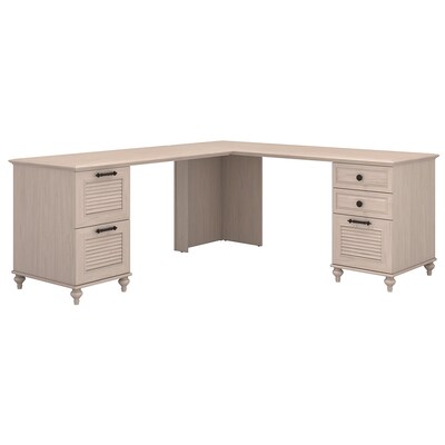 Kathy Ireland Home By Bush Furniture Volcano Dusk L Shaped Desk With 2 Pedestals Driftwood Dreams Quill Com
