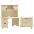 kathy ireland® Home by Bush Furniture Volcano Dusk Desk with Hutch, Pedestal and Lateral File, Driftwood Dreams (ALA021DD)