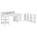 Bush Furniture Broadview 54 WComputer Desk with Open Storage, Organizer, Bookcase and File Cabinet Bundle, Pure White (BD004WH)