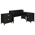 kathy ireland® Home by Bush Furniture Connecticut 60W L Shaped Desk, Organizer & Lateral File Cabinet, Black Suede Oak (CT003BS)