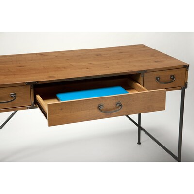 kathy ireland® Home by Bush Furniture Ironworks 48W Writing Desk, Vintage Golden Pine (KI50101-03)