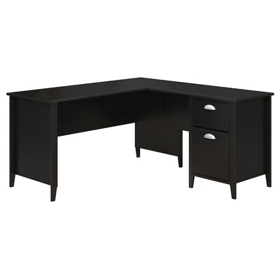 kathy ireland® Home by Bush Furniture Connecticut 60W L Shaped Desk, Black Suede Oak (KI40101-03)