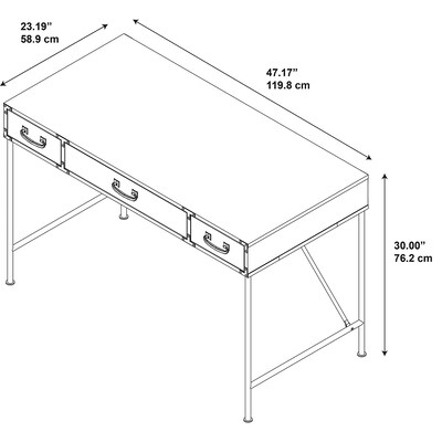 kathy ireland® Home by Bush Furniture Ironworks 48W Writing Desk, Vintage Golden Pine (KI50101-03)