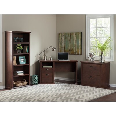 Bush Furniture Yorktown Home Office Desk with Bookcase and Lateral File Cabinet, Antique Cherry (YRK011ANC)