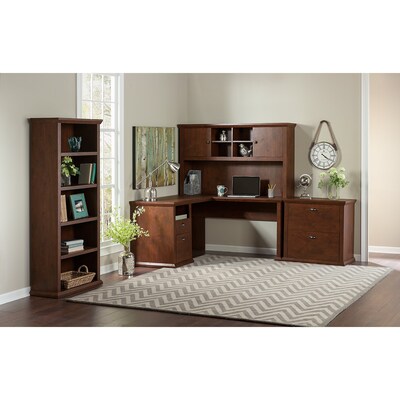 Bush Furniture 66.8" 5-Shelf Bookcase with Adjustable Shelves, Antique Cherry Wood (WC40366-03)