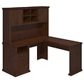 Bush Furniture Yorktown 60W L Shaped Desk with Hutch, Antique Cherry (YRK001ANC)