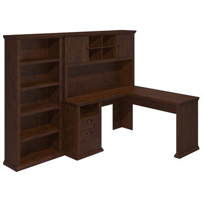 Bush Furniture Yorktown L Shaped Desk with Hutch and Bookcase, Antique Cherry (YRK004ANC)