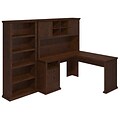 Bush Furniture Yorktown L Shaped Desk with Hutch and Bookcase, Antique Cherry (YRK004ANC)