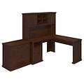 Bush Furniture Yorktown 60W L Shaped Desk with Hutch and Lateral File Cabinet, Antique Cherry (YRK0