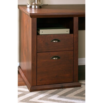 Bush Furniture Yorktown 50"W Home Office Desk with 5 Shelf Bookcase, Antique Cherry (YRK010ANC)