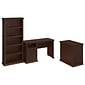 Bush Furniture Yorktown Home Office Desk with Bookcase and Lateral File Cabinet, Antique Cherry (YRK011ANC)