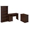 Bush Furniture Yorktown 50W Home Office Desk with Lateral File Cabinet and 5 Shelf Bookcase, Antiqu