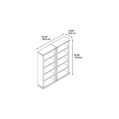 Bush Furniture Yorktown 67"H 5-Shelf Bookcase with Adjustable Shelves - Set of Two, Antique Cherry (YRK012ANC)