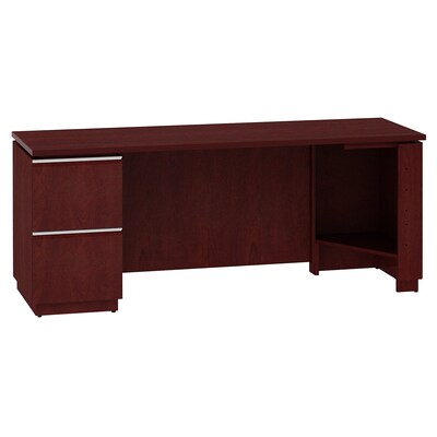 Bush Business Furniture Cubix Desk w/ 2 Drawer Mobile Pedestal, Sienna Walnut, Installed (SRA028WASUFA)