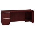 Bush Business Furniture Cubix Desk w/ 2 Drawer Mobile Pedestal, Sienna Walnut, Installed (SRA028WASUFA)