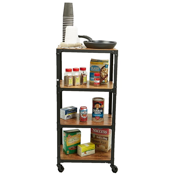 Mind Reader Charm 4 Tier Wood/Metal Utility Cart, Black (4TWDMTCART-BLK)