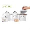 Mind Reader 3 Piece Coffee, Sugar,Tea Metal Canister Set, White (CANCTS-WHT)