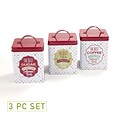 Mind Reader Tin 3 Piece Canister Set, Multi-White (CANTIN3-RED)