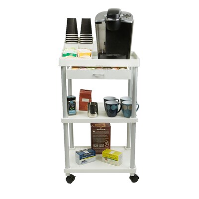 Mind Reader Valet 3 Tier Rolling Coffee Cart, Organizer included, White (CARTCOFF-WHT)