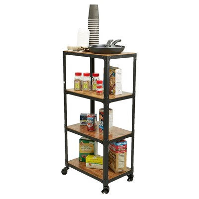 Mind Reader 'Charm' 4 Tier Wood/Metal Utility Cart, Black (4TWDMTCART-BLK)