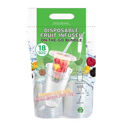 Mind Reader Zest On-the-Go Polystyrene Tumbler, 24 Oz., Clear, 18/Pack (DISPFI18-CLR)