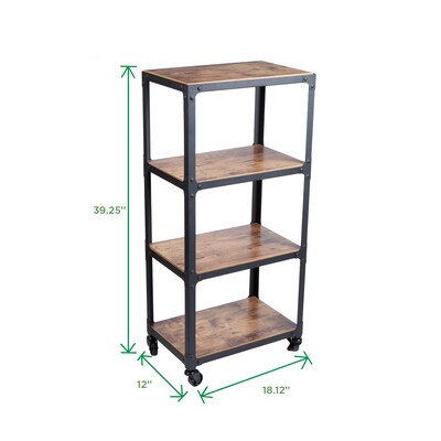 Mind Reader 'Charm' 4 Tier Wood/Metal Utility Cart, Black (4TWDMTCART-BLK)