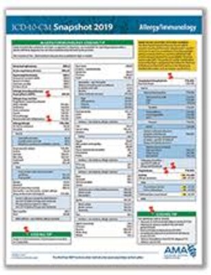 AMA ICD-10-CM 2019 Snapshot Coding Card, Allergy/Immunology
