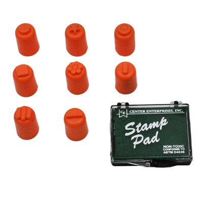 Finger Paint, Stampers, 8 Designs, 1-3/8 high x 3/4 diameter, 8/pkg with Stamp Pad