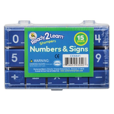 Center Enterprises Ready2Learn 1 Numbers & Signs Stamps, 15/Pack, Ages 5+ (CE-6841)