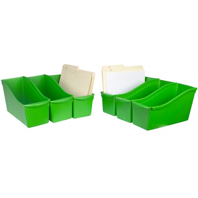 Storex Large Book Bin, 14.3L x 5.3W x 7H, Green, Set of 6 (STX71104U06C)