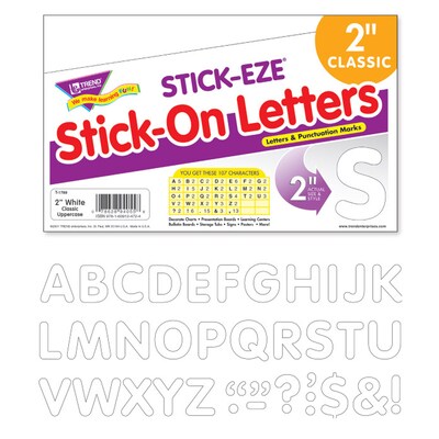 Trend Enterprises® STICK-EZE® 2 Letter and Mark Set, White, 2/Bd
