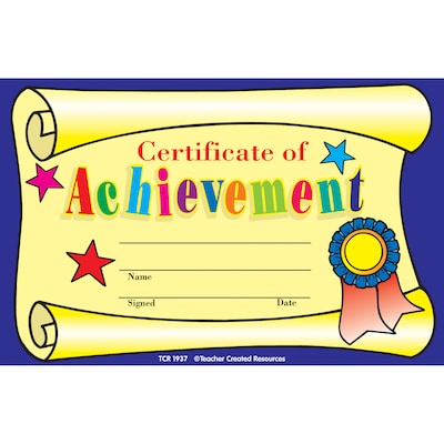 Teacher Created Resources Certificate of Achievement, Pack of 25 (TCR1937)