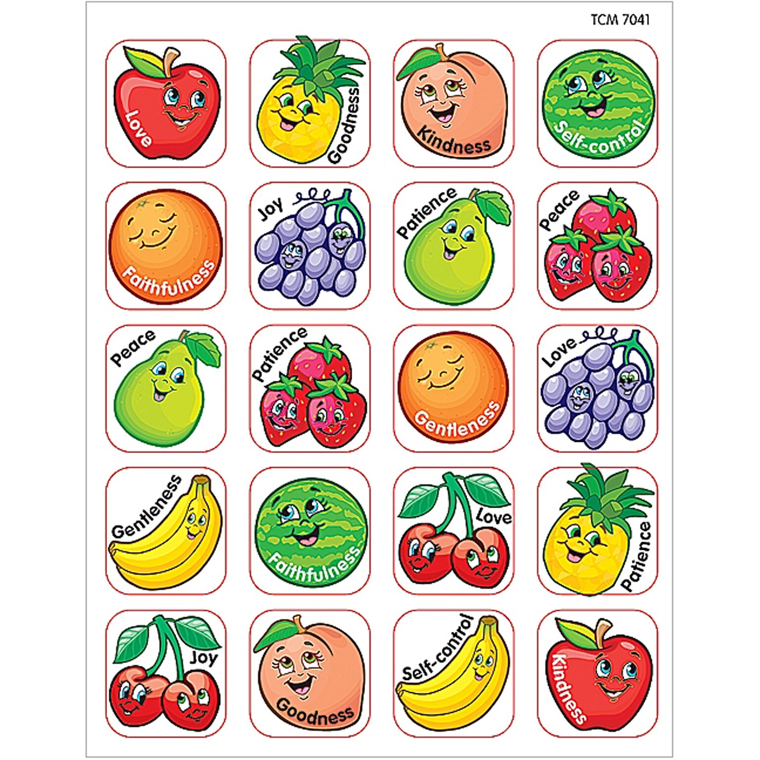 Teacher Created Resources Fruit of the Spirit Stickers, Pack of 120 (TCR7041)