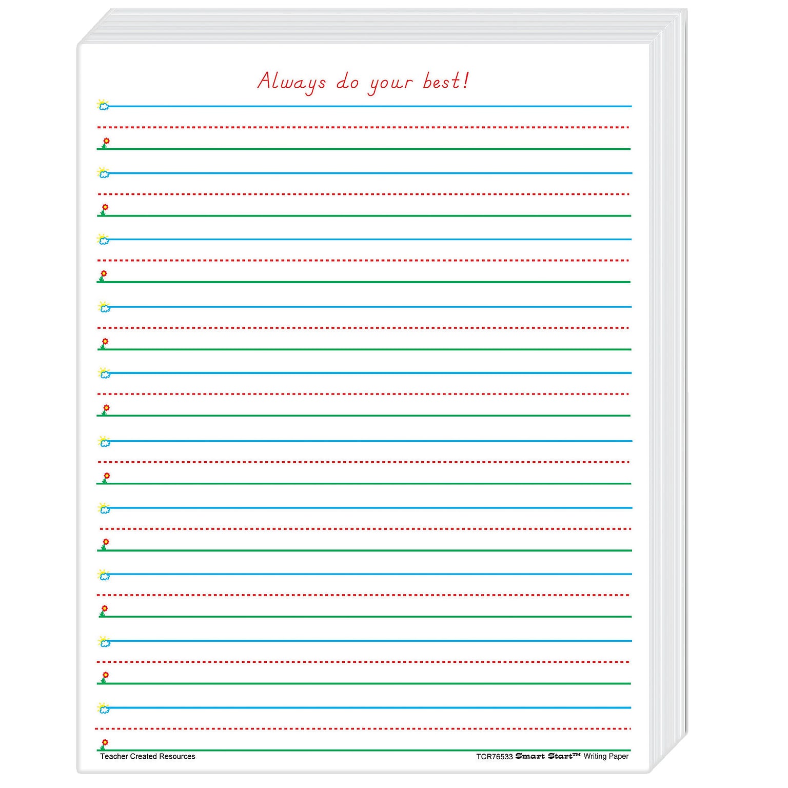 Teacher Created Resources Smart Start 1, 2 Writing Paper, Printed, Letter 8.5 x 11, White Paper, 360 Sheet