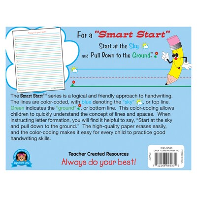 Teacher Created Resources Smart Start 1, 2 Writing Paper, Printed, Letter 8.5" x 11", White Paper, 360 Sheet