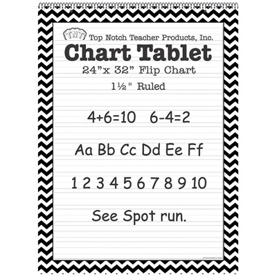 Chevron Border Chart Tablet, 24 x 32, 1 1/2 Ruled, Black