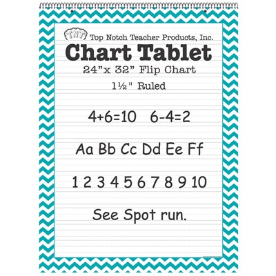 Chevron Border Chart Tablet, 24 x 32, 1 1/2 Ruled, Teal