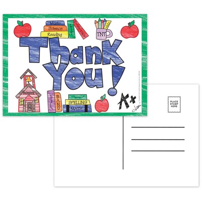 Top Notch Teacher Products Thank You Smooth Personal Postcards, Multicolor, 30/Pack (TOP5104)