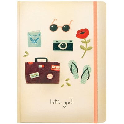 JAM Paper® Hardcover Notebook with Elastic, 5 3/4 x 8 1/4, Lets Go! Journal, 160 Lined Sheets, Sold Individually (377234313)