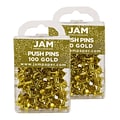 JAM PaperPushpins, Gold, 2 Packs of 100 (222419051A)