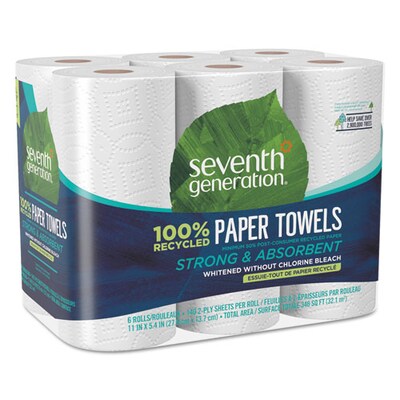 Seventh Generation™ 100% Recycled Kitchen Paper Towel Roll With Right Size Sheets, 2-Ply, White, 6 R